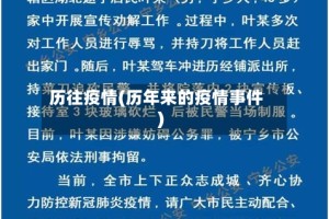 历往疫情(历年来的疫情事件)