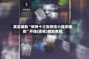 真实辅助“财神十三张微信小程序辅助”开挂(透视)辅助教程